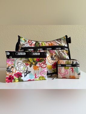 LeSportsac 2009 Full Bloom Print Classic Hobo and Claire Wallet Set